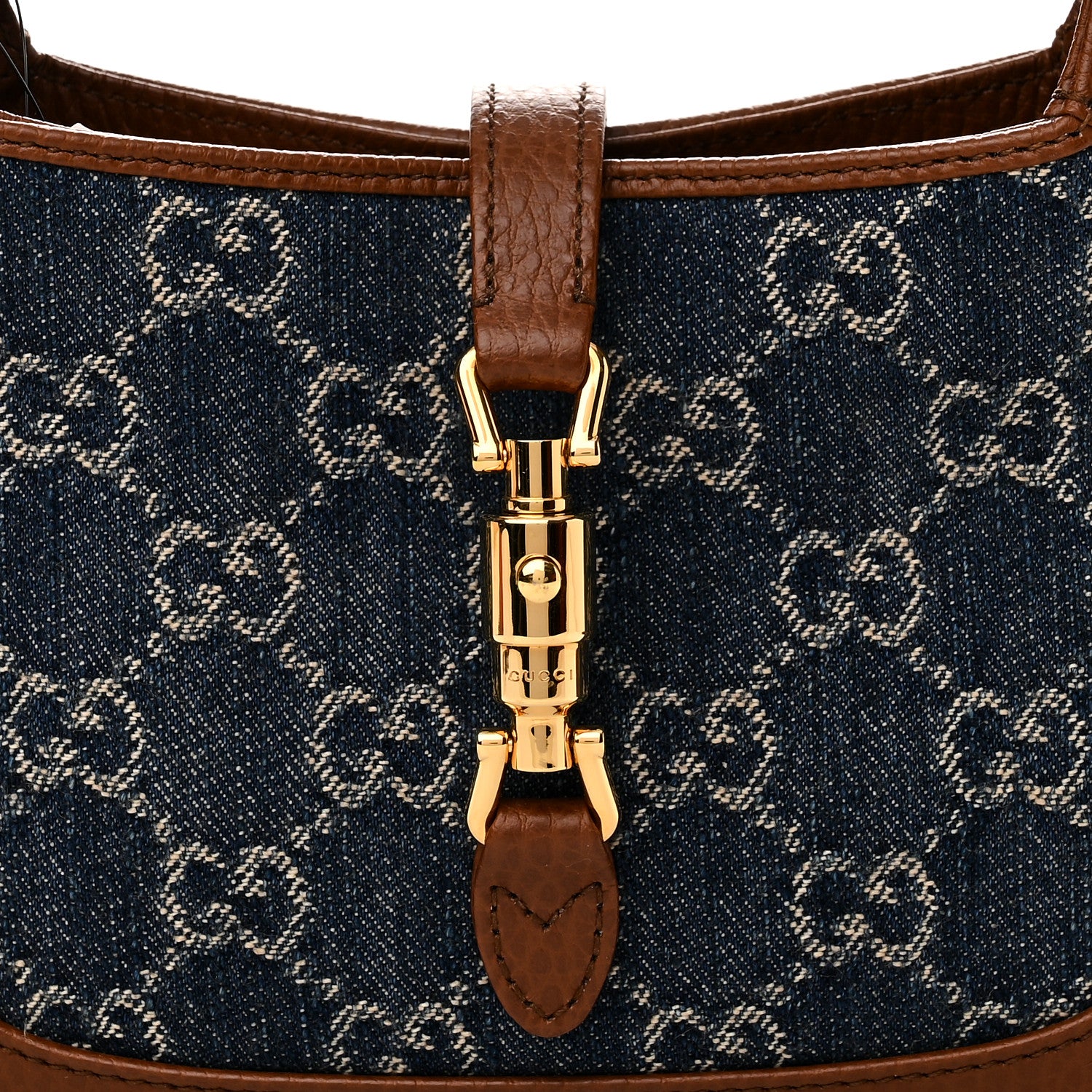 Gucci New Denim GG Monogram Calfskin Mini Jackie 1961 Hobo Blue Tea Cuir 8 of 10