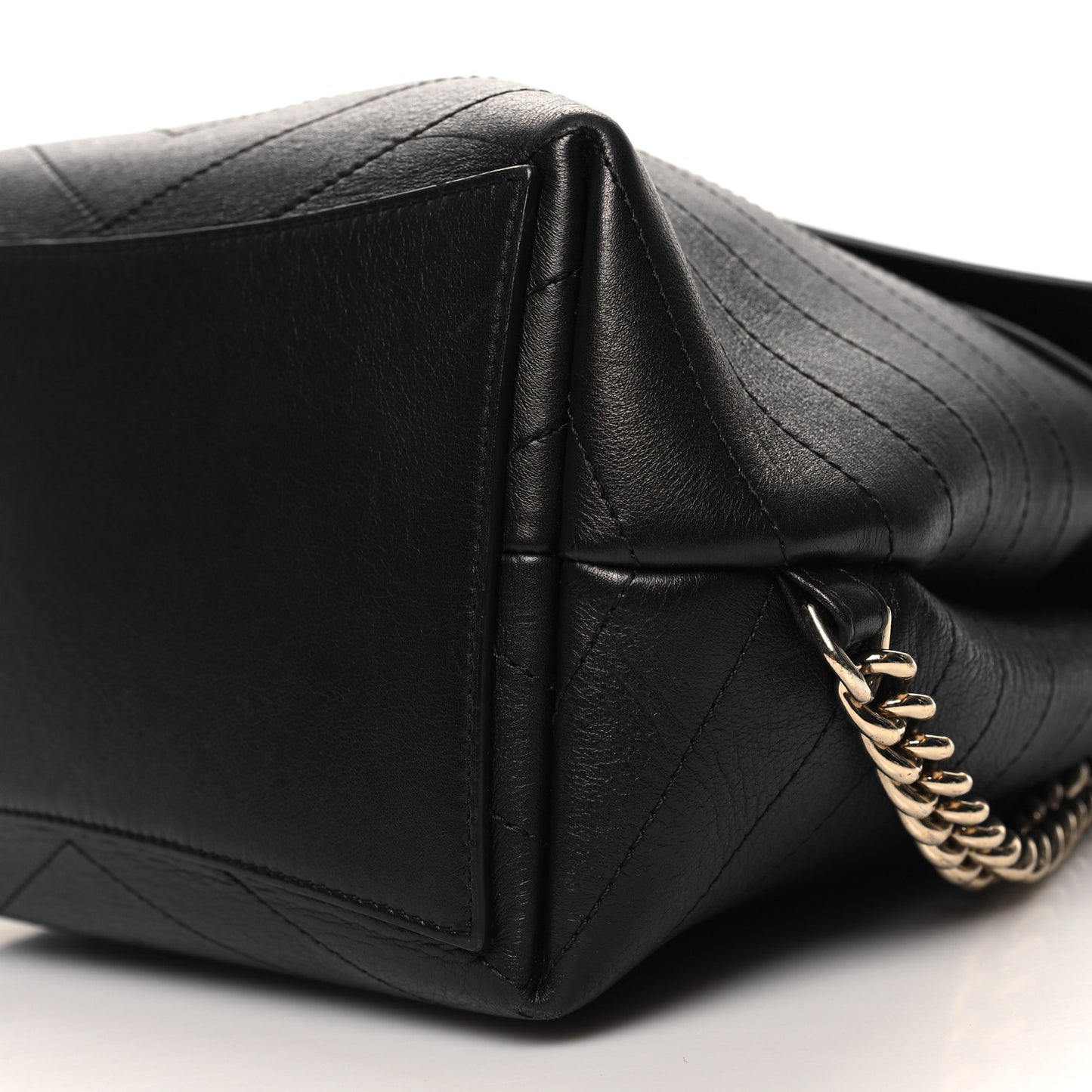 Grained Calfskin Chevron Stitched Backpack Black