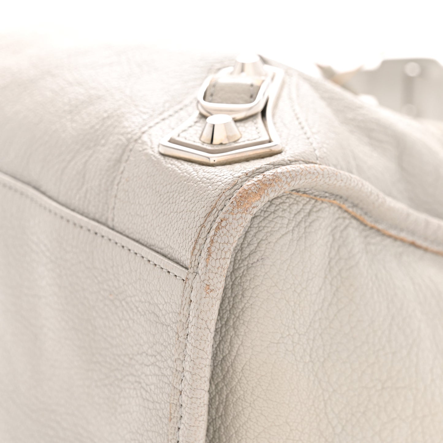 Chevre Silver Metallic Edge Hardware City Gris Glace