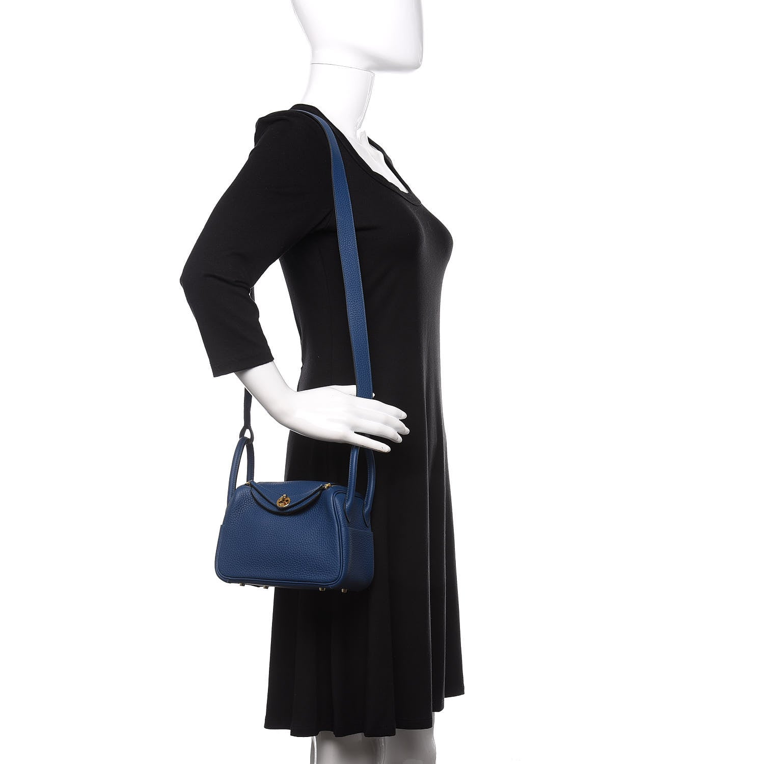 Hermes Taurillon Clemence Mini Lindy 20 Deep Bleu 2 of 10