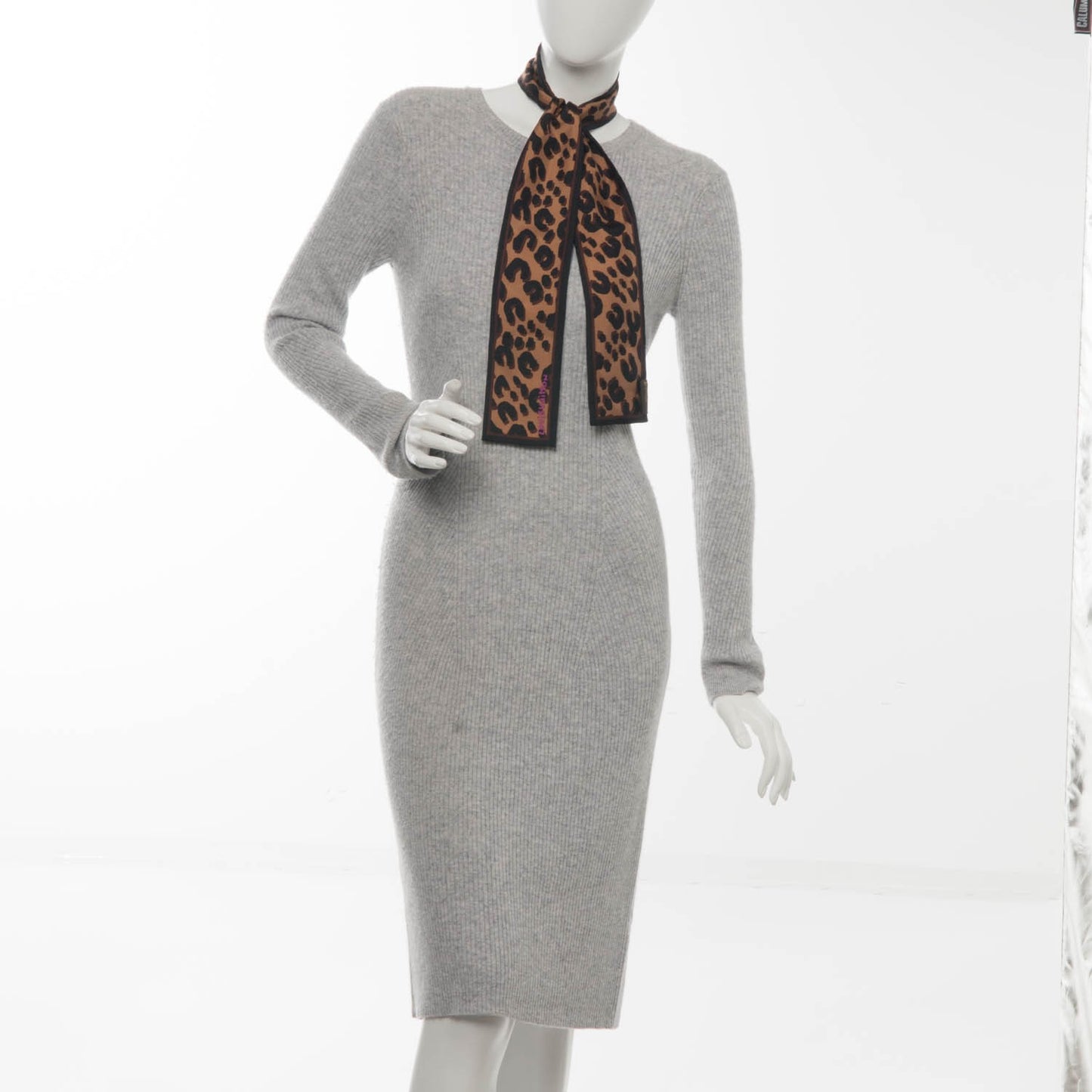Silk Leopard Bandeau Scarf Marron
