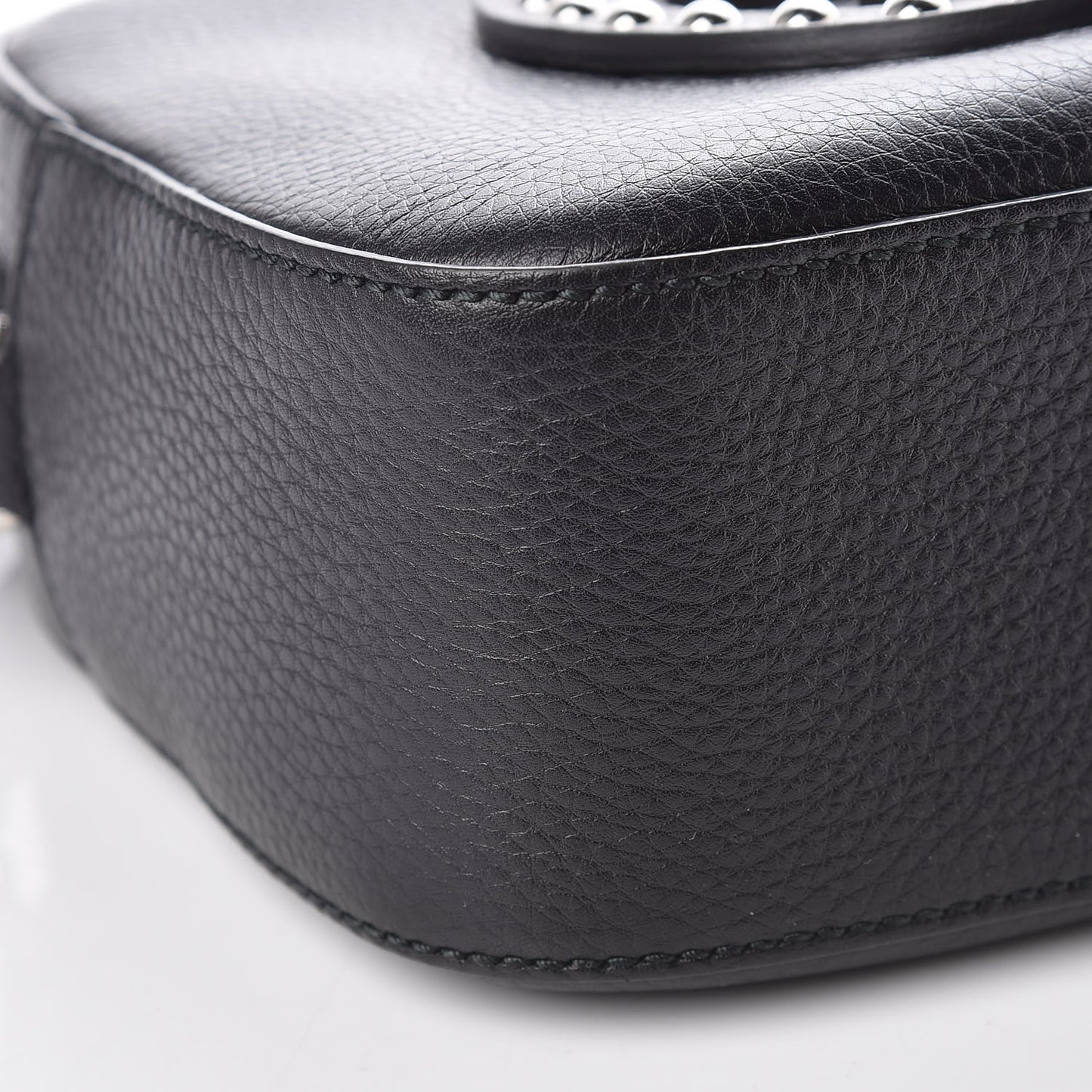Pebbled Calfskin Studded Small Soho Disco Bag Black