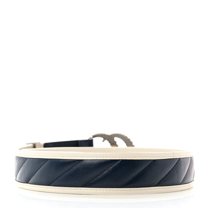 Gucci Azalea Calfskin Matelasse Diagonal Nickel Torchon Double G 40mm Belt 80 32 Blue Agata Mystic White 2 of 5