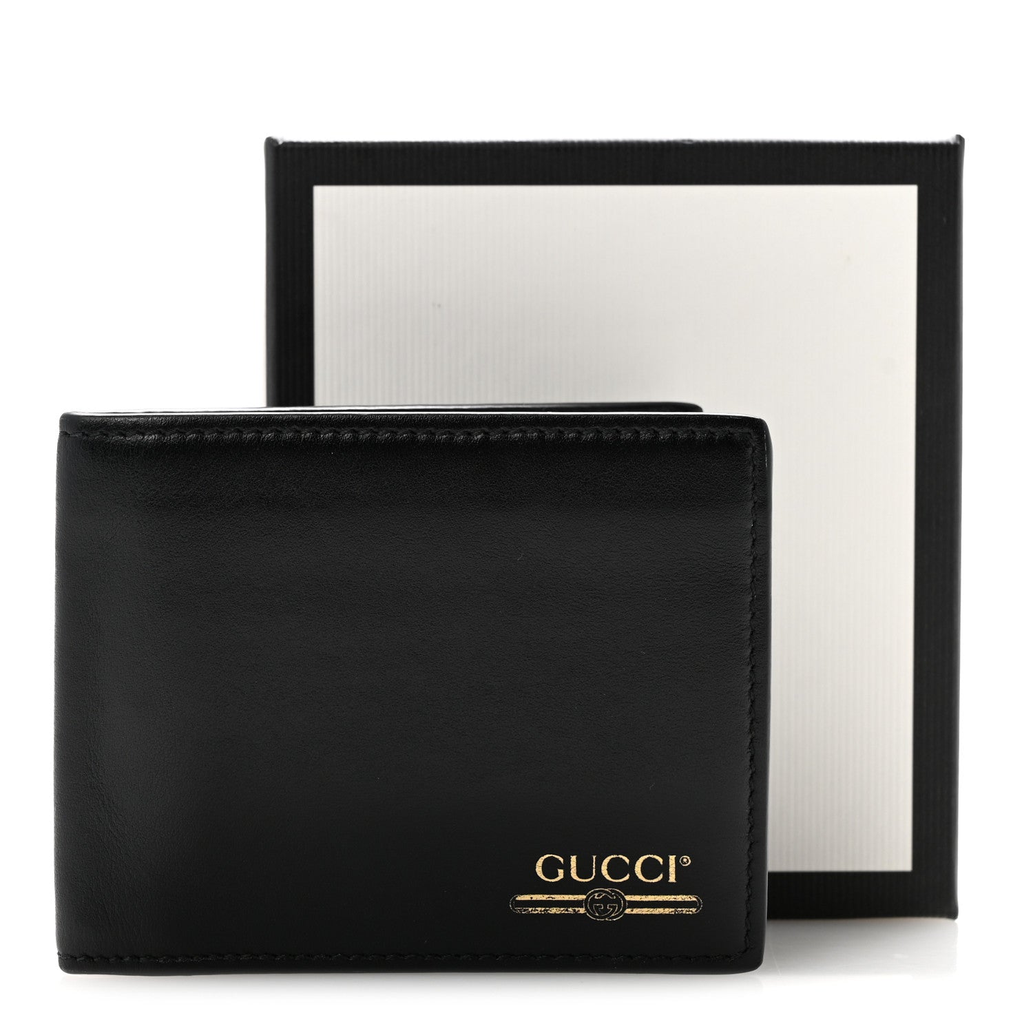 Gucci Plutone Calfskin Logo Bi-Fold Wallet Black 11 of 11