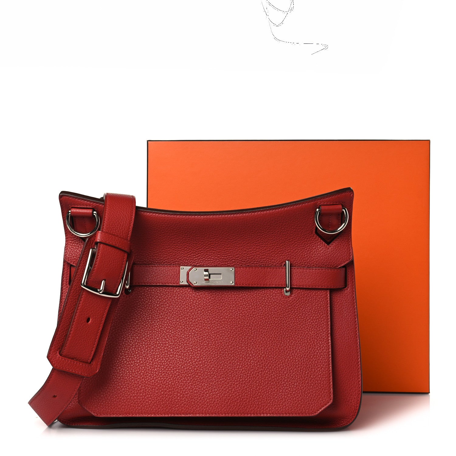 Hermes Taurillon Clemence Jypsiere 34 Rouge Venetian 9 of 9