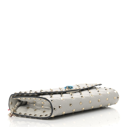 Valentino Garavani Nappa Rockstud Spike Wallet on Chain Opal Grey 4 of 8