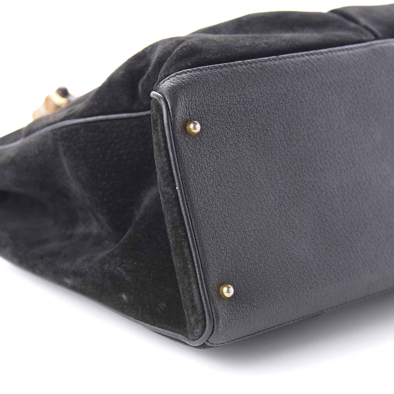Gucci Suede Bamboo Top Handle Bag Black 7 of 12