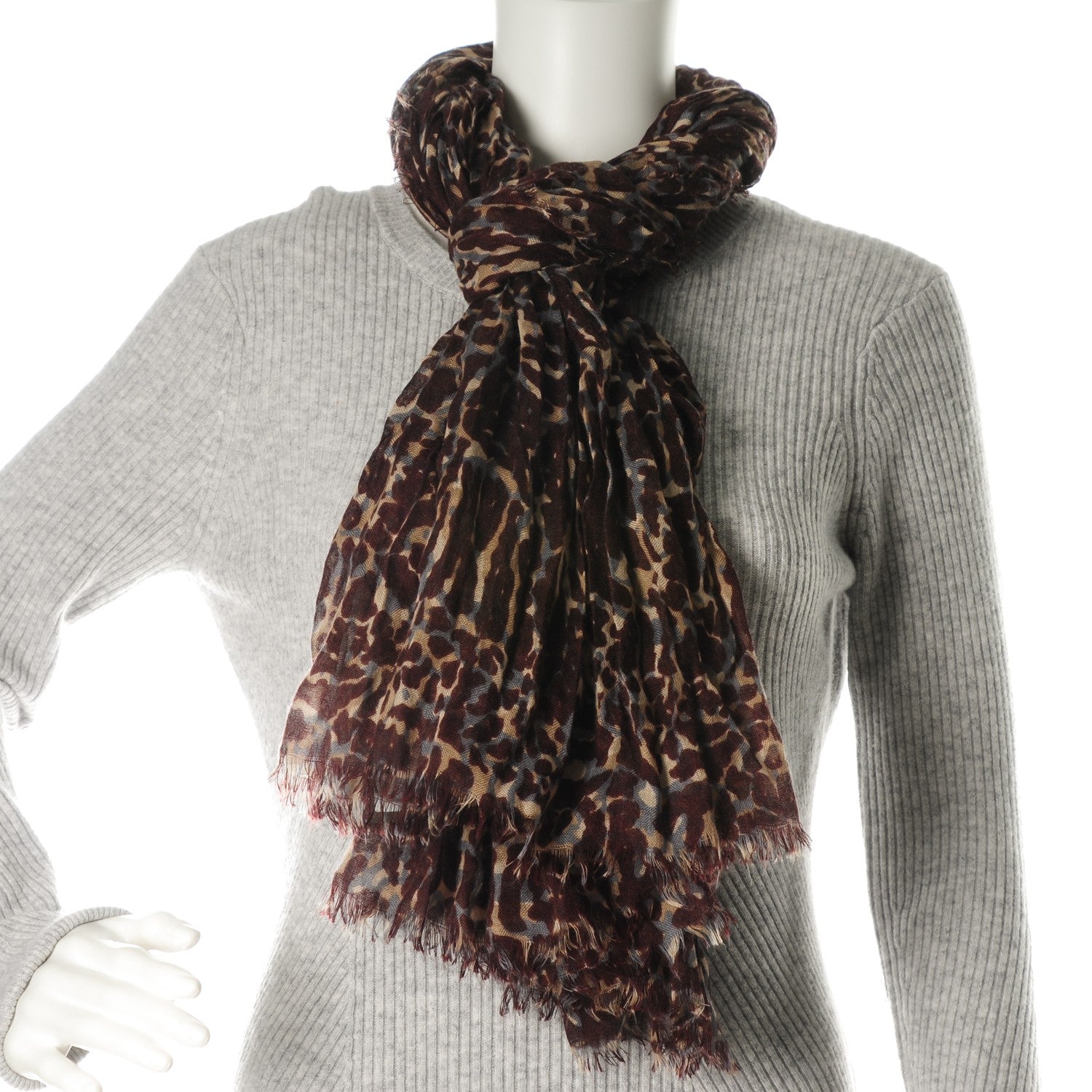 Louis Vuitton Cashmere Silk Lezard Stole Burgundy 2 of 8