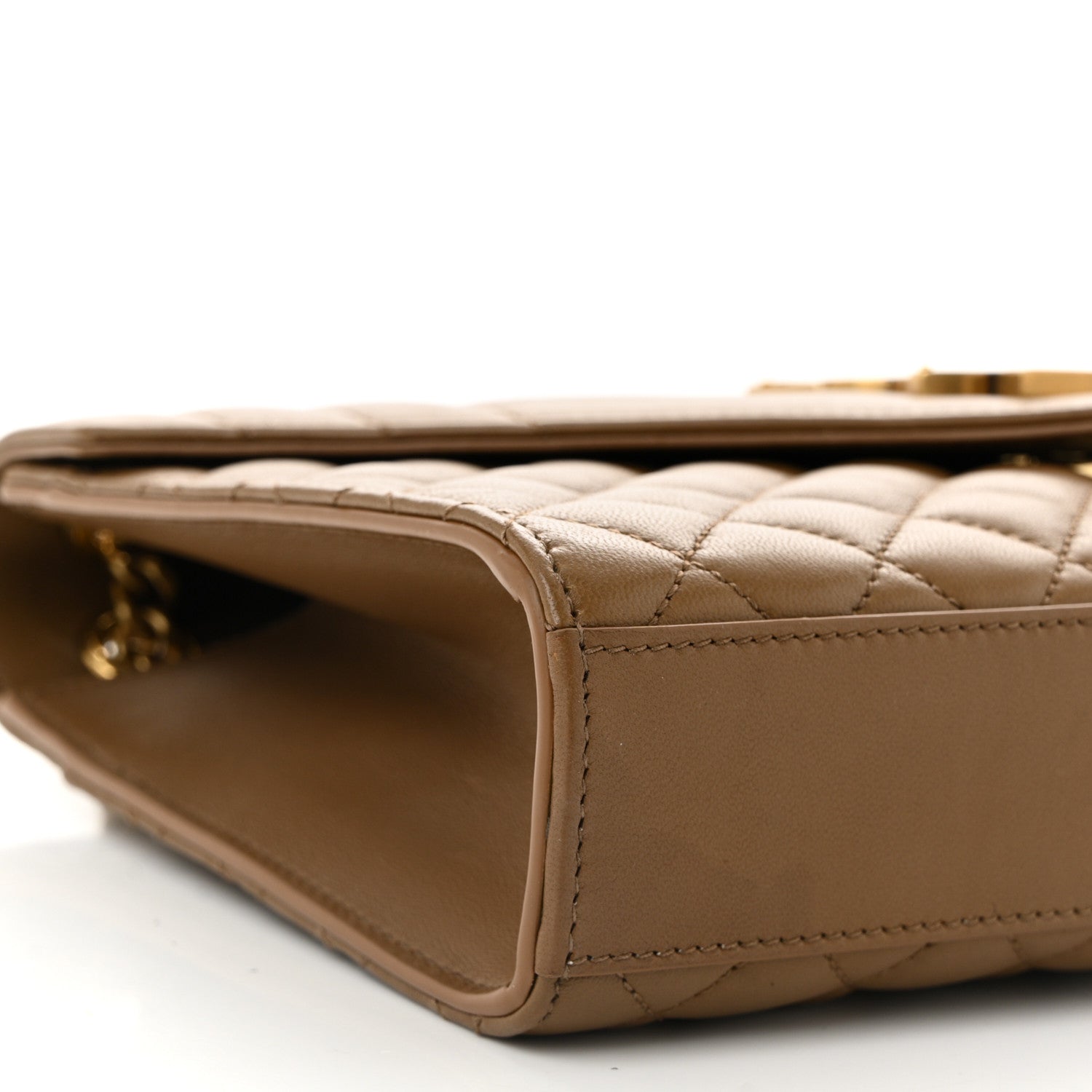 Saint Laurent Lambskin Mixed Matelasse Triquilt Medium Monogram Satchel Dark Cork 9 of 10