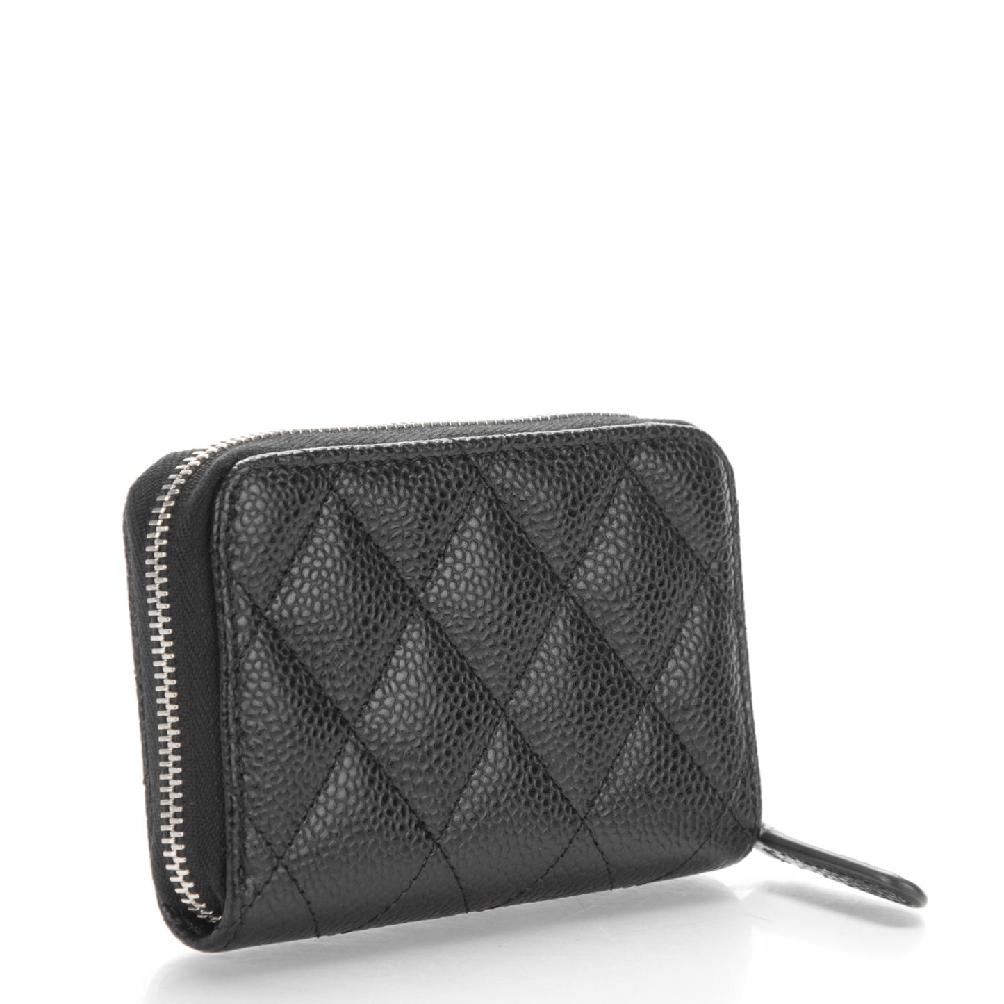 Caviar Quilted Zip Coin Purse Black