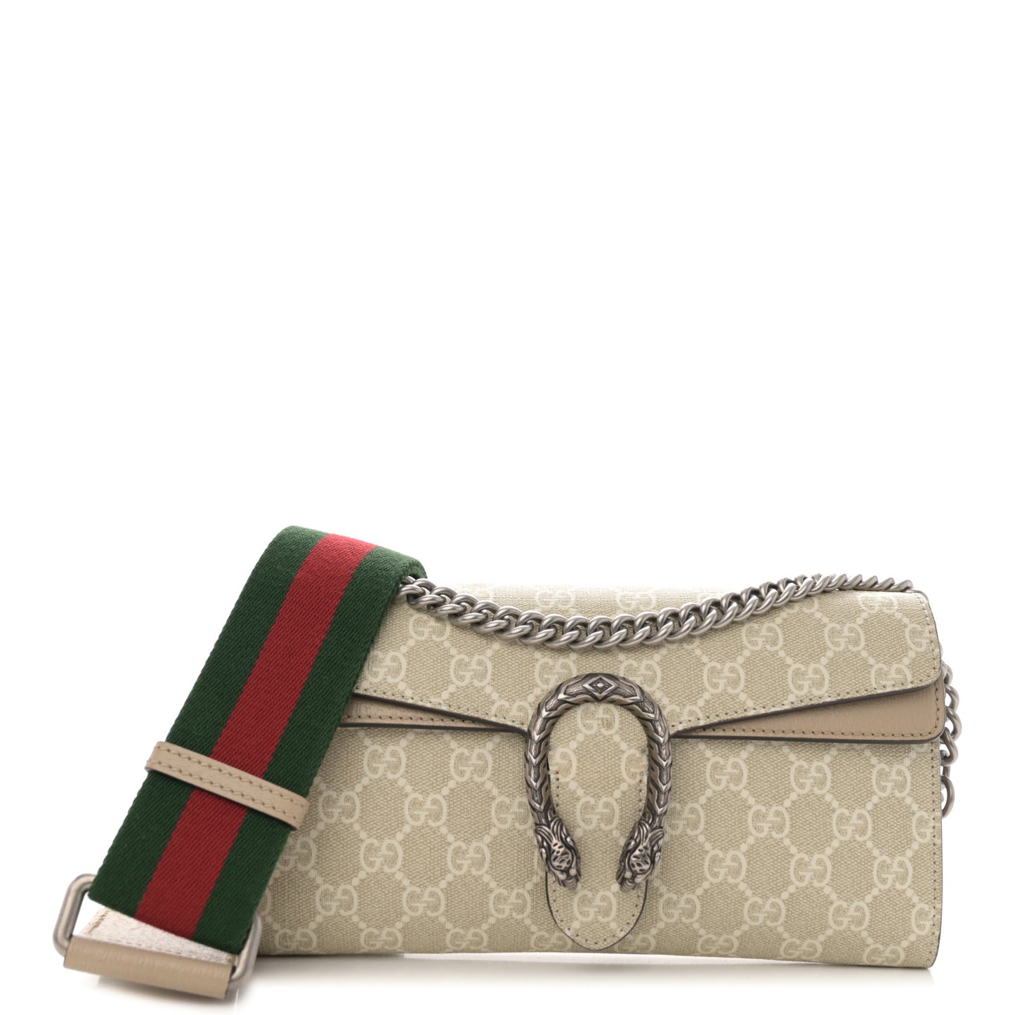GG Supreme Monogram Textured Dollar Calfskin Dionysus Small Shoulder Bag Beige Mystic White Oatmeal