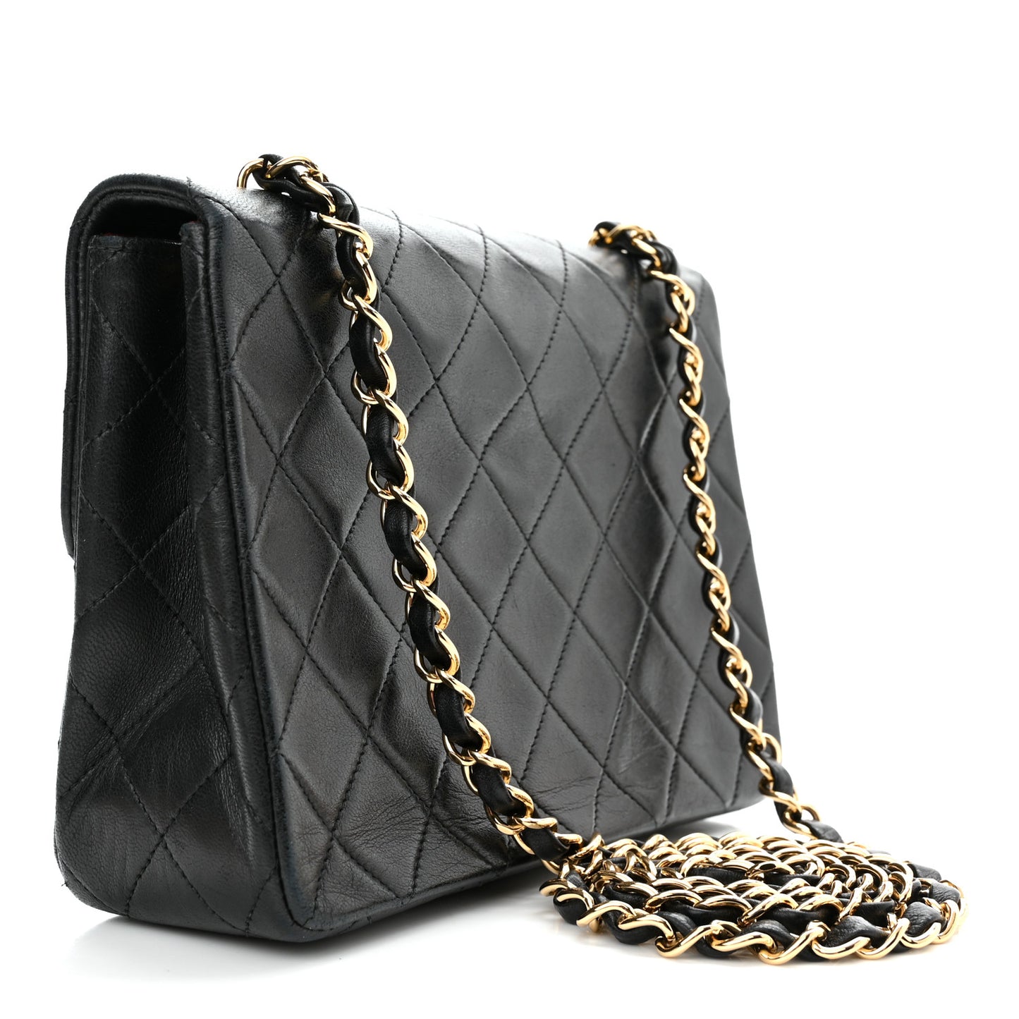 Lambskin Quilted Mini Square Flap Bag Black