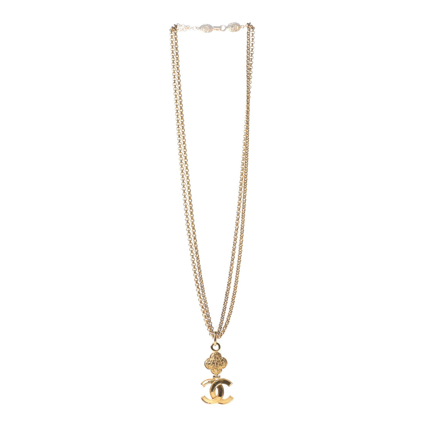 Chanel CC Cross Pendant Necklace Gold 3 of 4