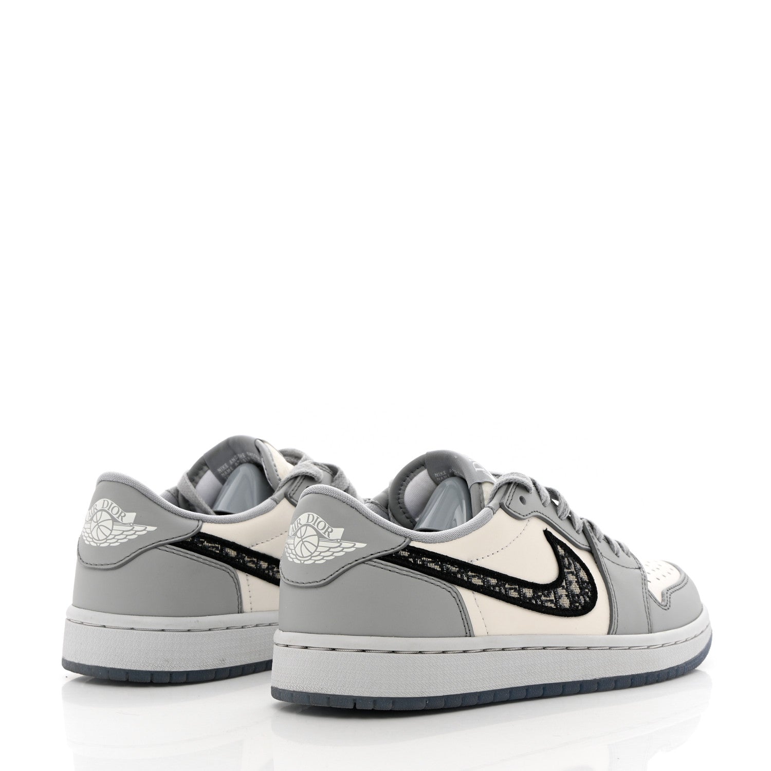 Christian Dior X NIKE AIR JORDAN Calfskin Mens Oblique Low Sneakers 38.5 Grey White 4 of 13