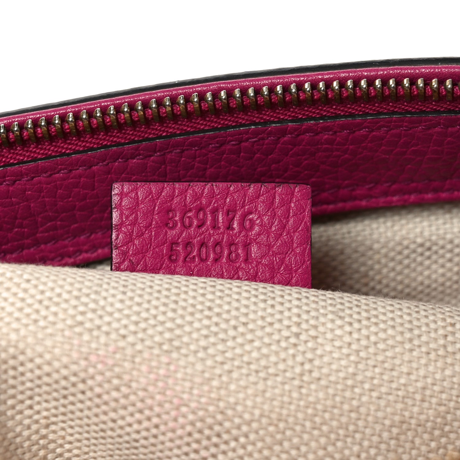 Gucci Pebbled Calfskin Small Soho Top Handle Bag Bright Bougainvillea 7 of 11