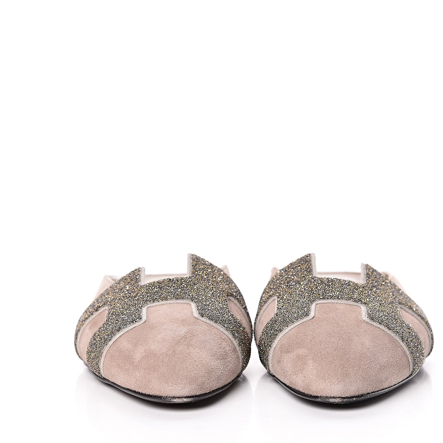 Suede Goatskin Crystal Roxane Mules 35 Champagne Rose Grey