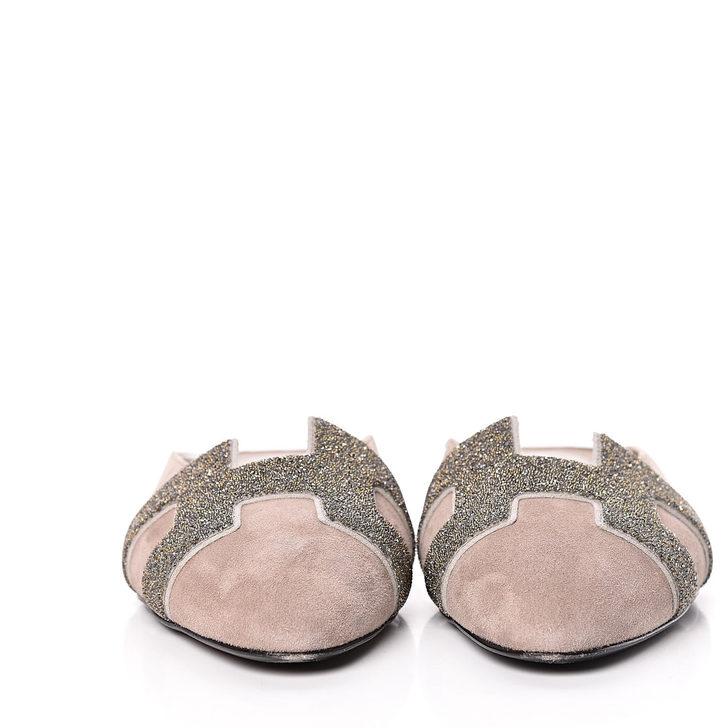 Hermes Suede Goatskin Crystal Roxane Mules 35 Champagne Rose Grey 2 of 18