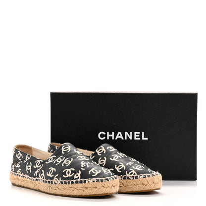 Chanel Lambskin Printed CC Espadrilles 38 Black White 11 of 11