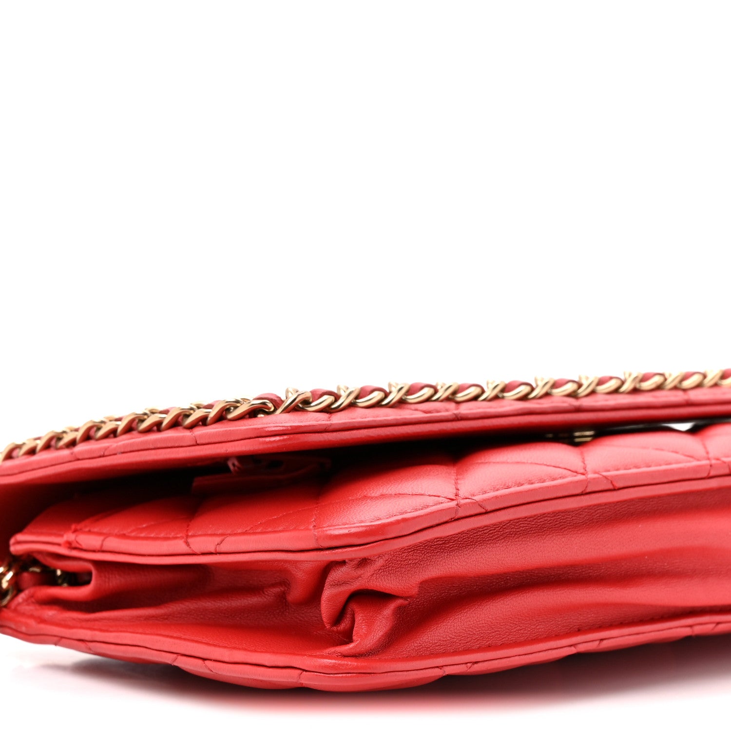 Chanel Lambskin Quilted Chain Around Wallet On Chain WOC Red 10 of 10