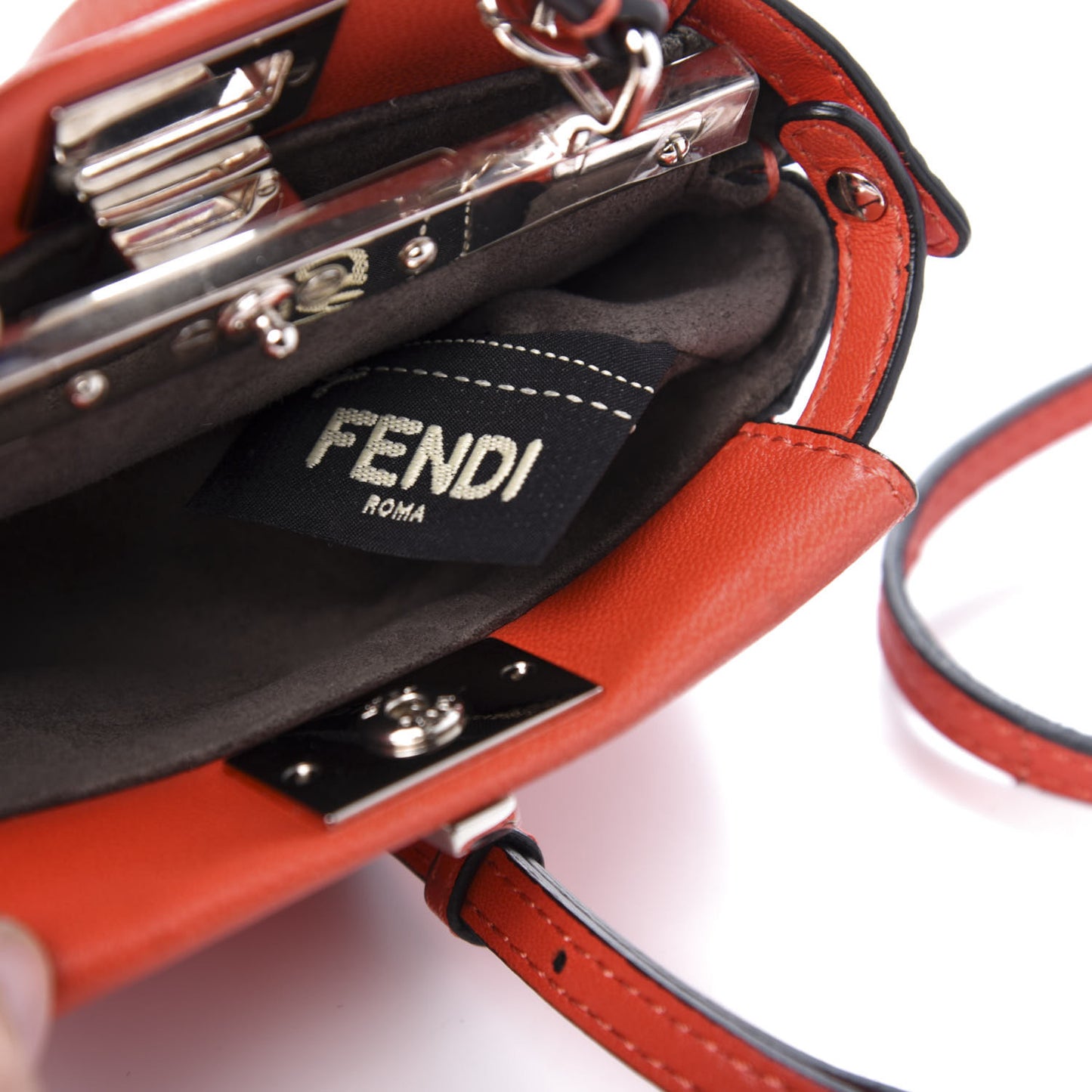Shiny Nappa Micro Peekaboo Iconic Satchel Rosso Pimento