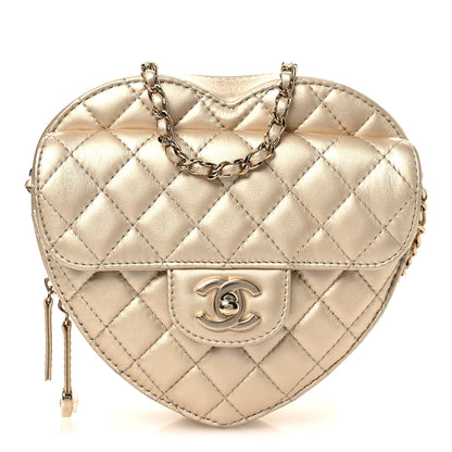 Chanel Metallic Lambskin Quilted CC In Love Heart Bag Gold 1 of 12