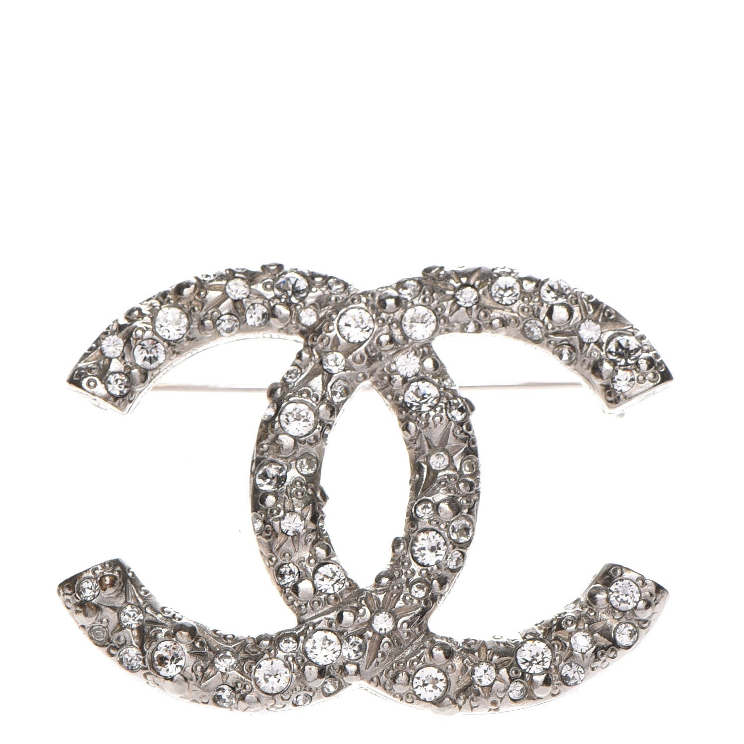 Chanel Crystal Large CC Brooch Silver 1 of 5