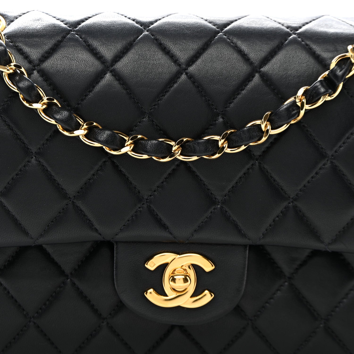 Chanel Lambskin Quilted Medium Double Flap Black 8 of 12