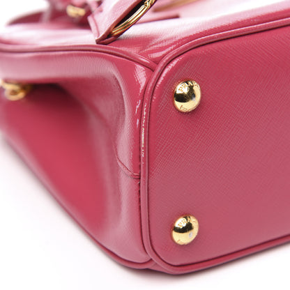 Prada Saffiano Vernice Mini Galleria Double Zip Tote Peonia 8 of 12