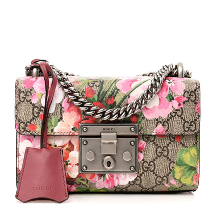 Gucci GG Supreme Monogram Blooms Small Padlock Shoulder Bag Beige Multicolor Dry Rose 1 of 11