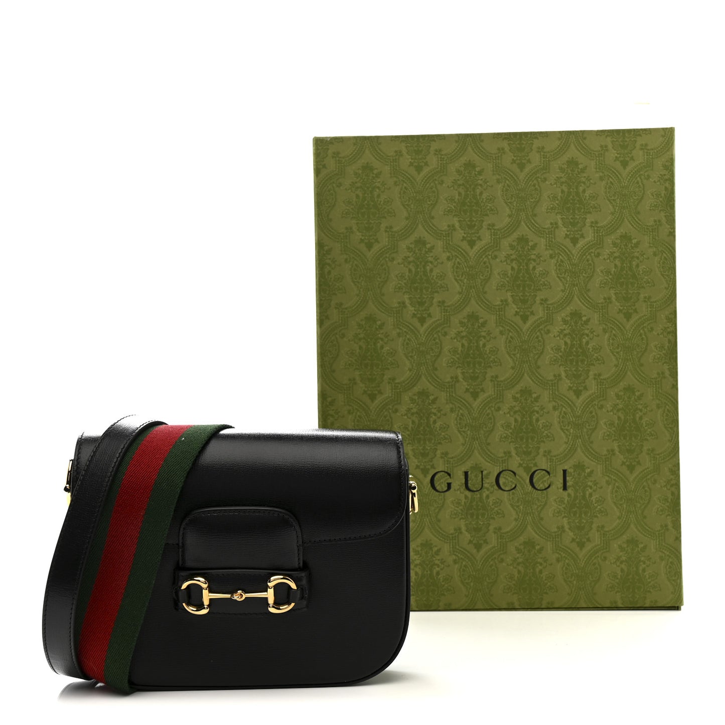 Azalea Calfskin Web Mini Horsebit 1955 Shoulder Bag Black