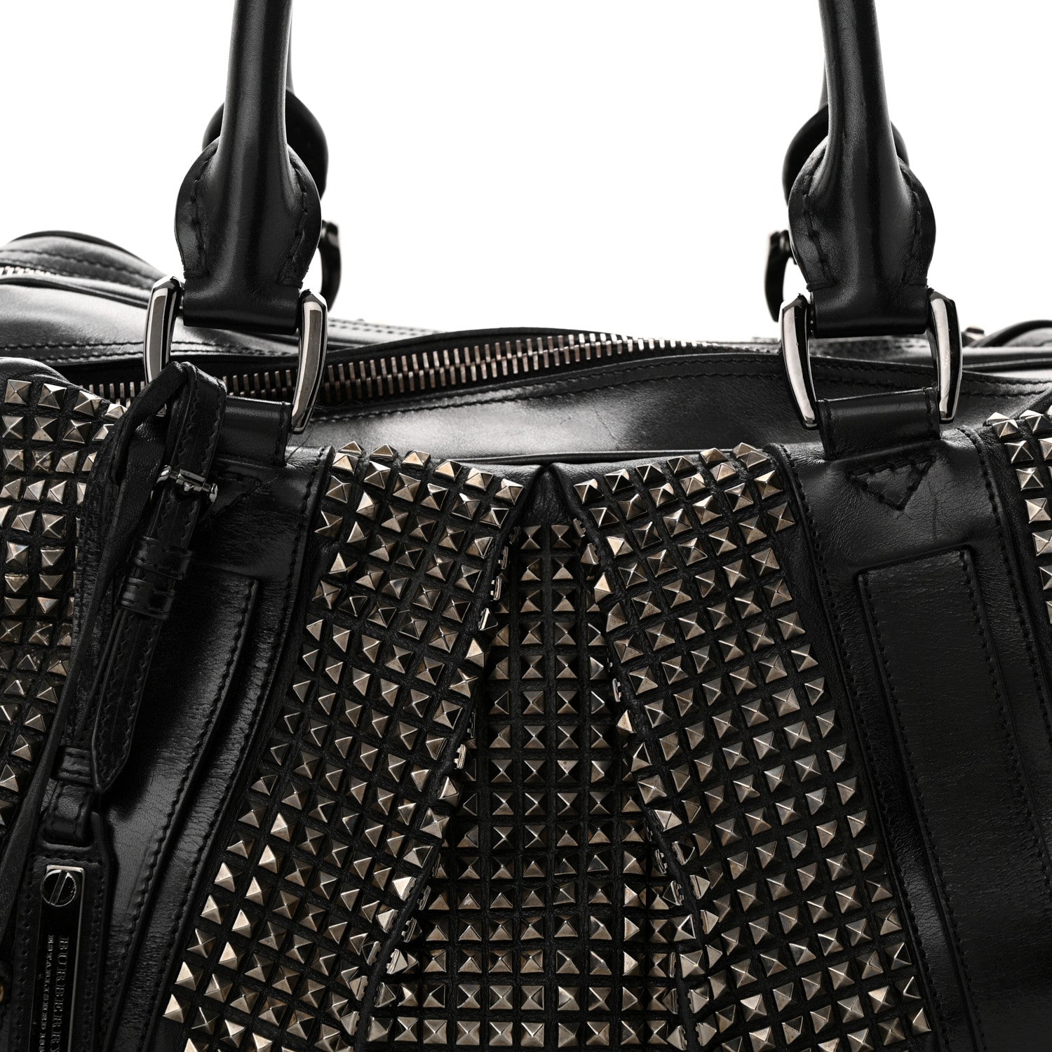 Burberry Prorsum Calfskin Studded Knight Satchel Black 9 of 16