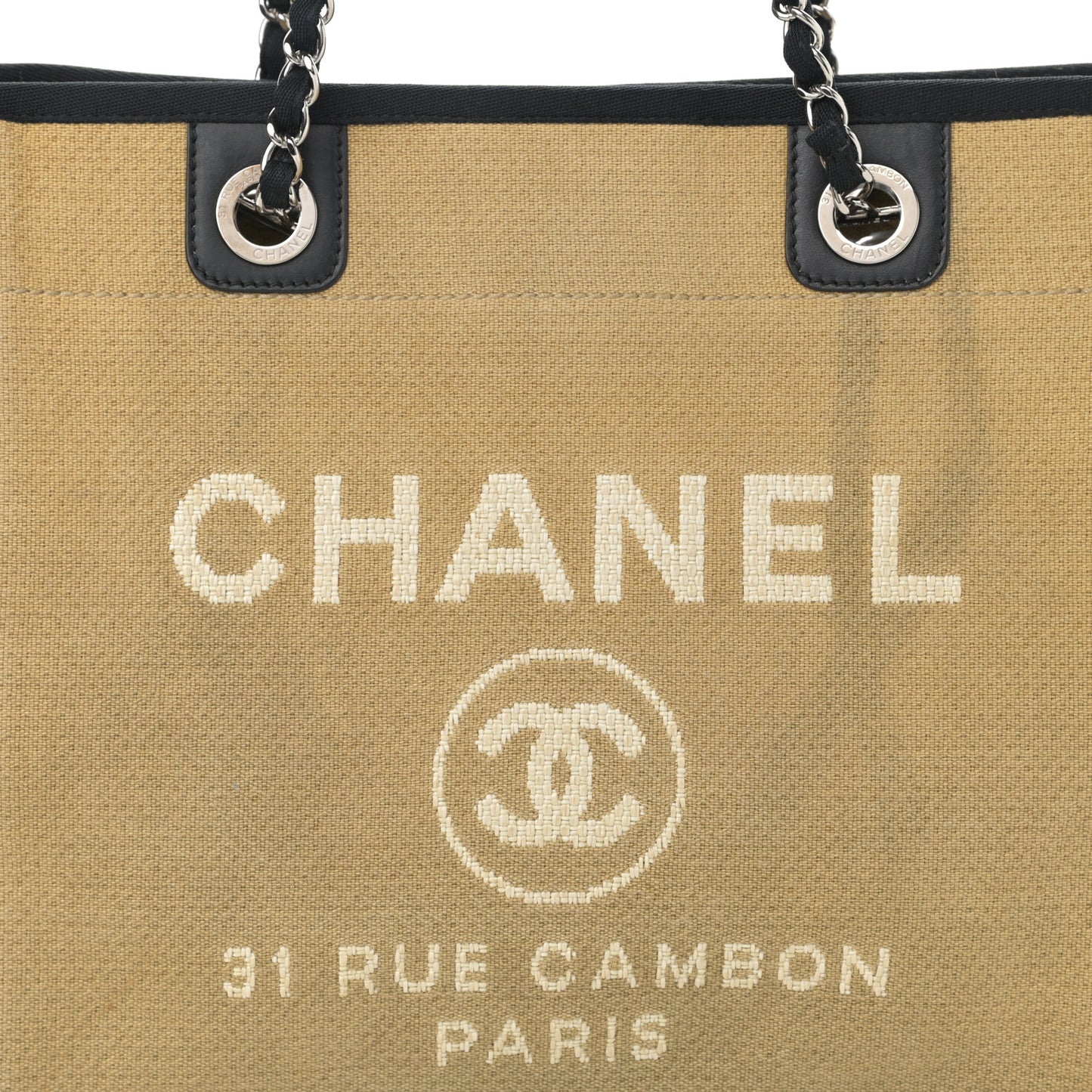 Canvas Small Deauville Tote Beige Black