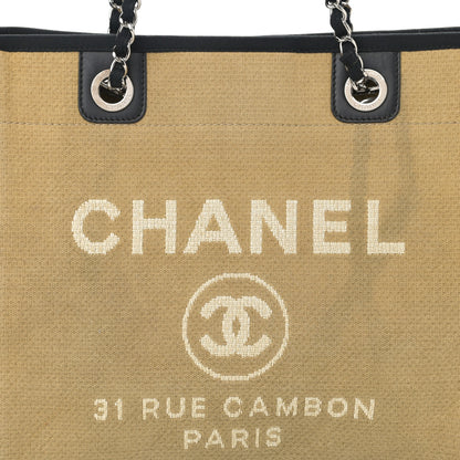 Chanel Canvas Small Deauville Tote Beige Black 8 of 13