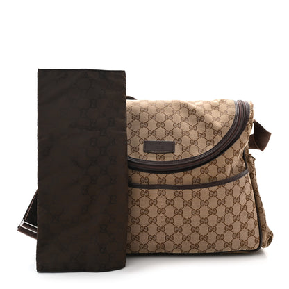 Gucci Monogram Natural Pigskin Large Diaper Bag Beige Ebony Cocoa Dark Chocolate 2 of 14
