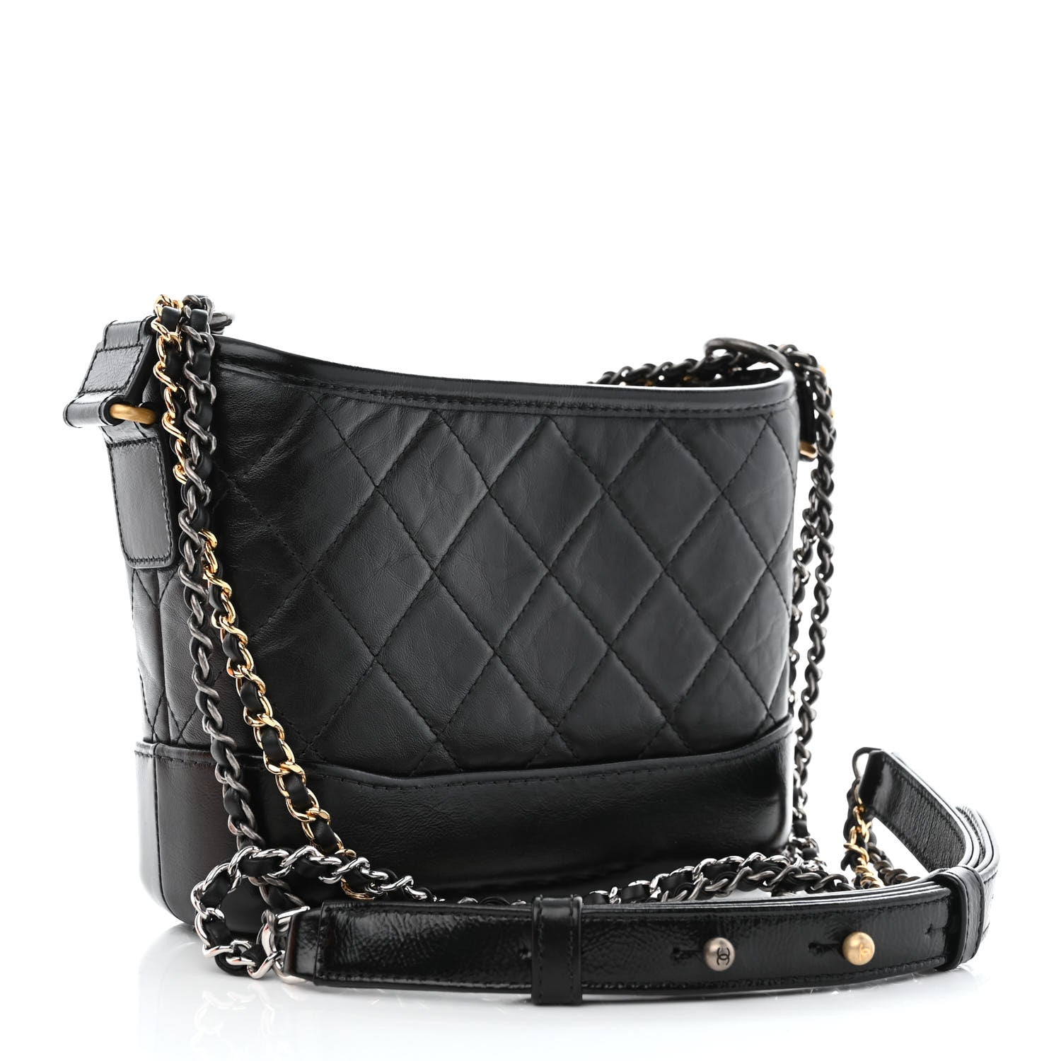 Chanel Aged Calfskin Quilted Small Gabrielle Hobo Black 3 of 11