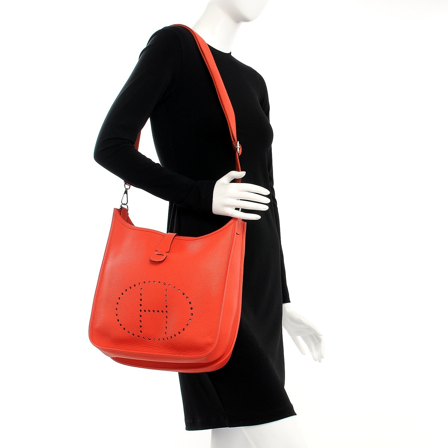 Hermes Taurillon Clemence Amazone Evelyne III GM Rouge Pivoine 2 of 11