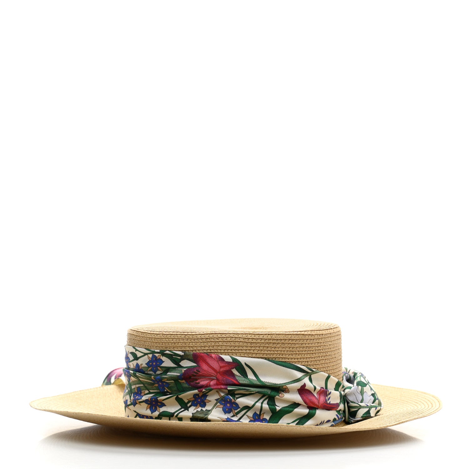 Gucci Woven Rope Straw New Flora Alba Hat M White 4 of 8