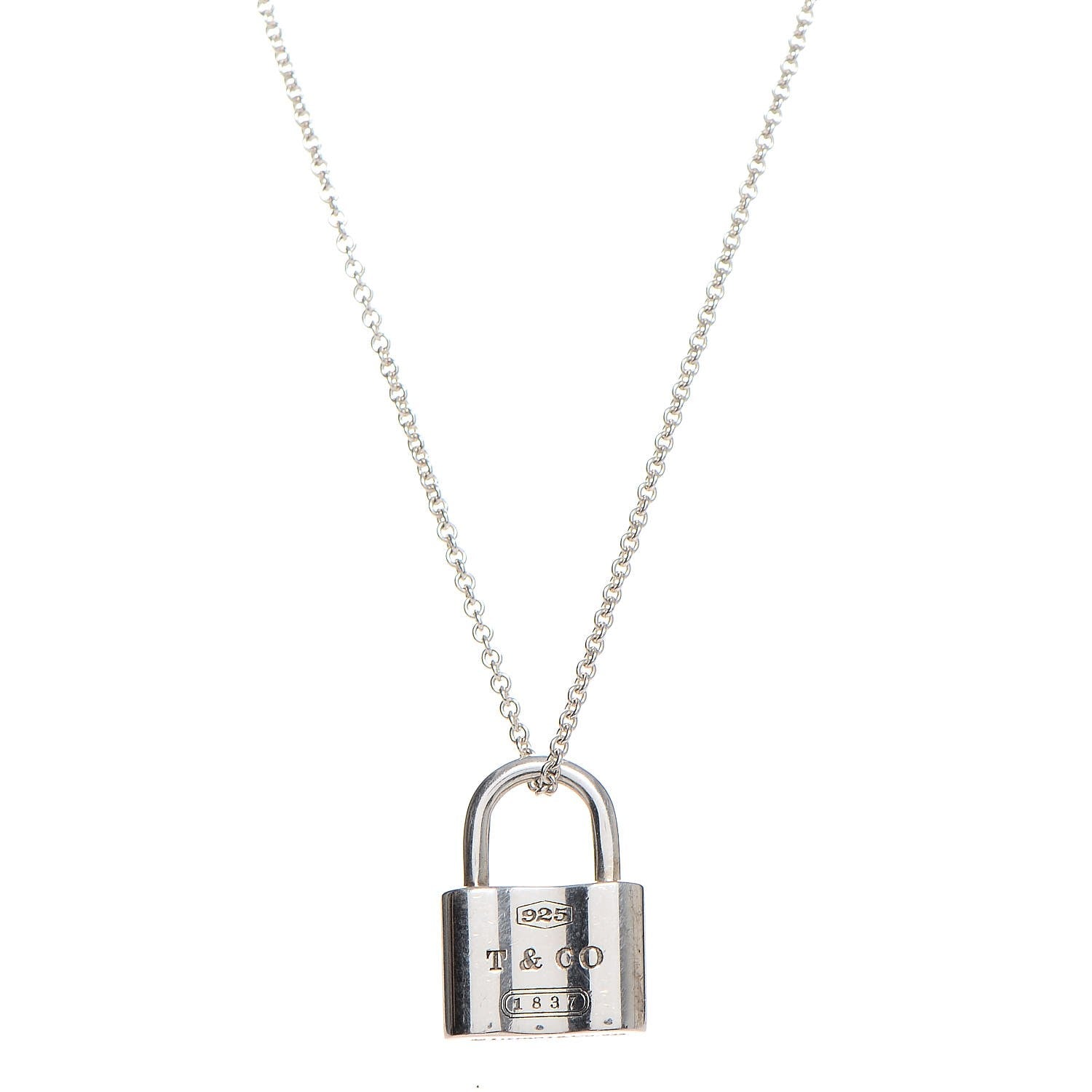 Tiffany Sterling Silver 1837 Lock Pendant Necklace 1 of 6