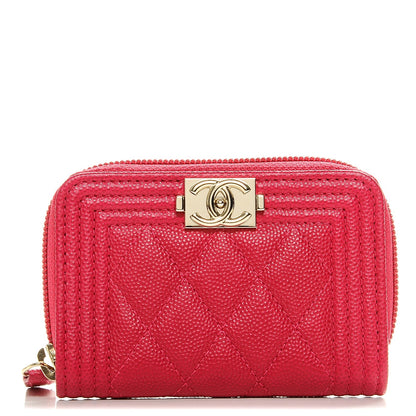 Chanel Caviar Quilted Boy Zip Around Coin Purse Wallet Fuchsia 1 of 7