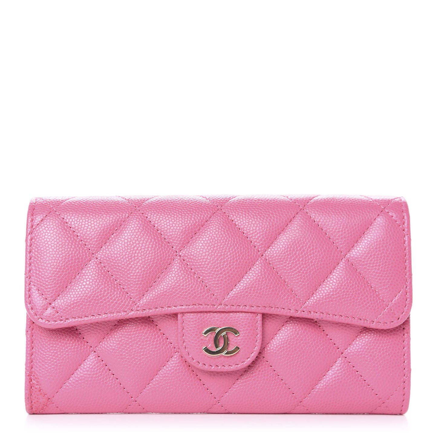 Caviar Quilted Large Flap Wallet Pink