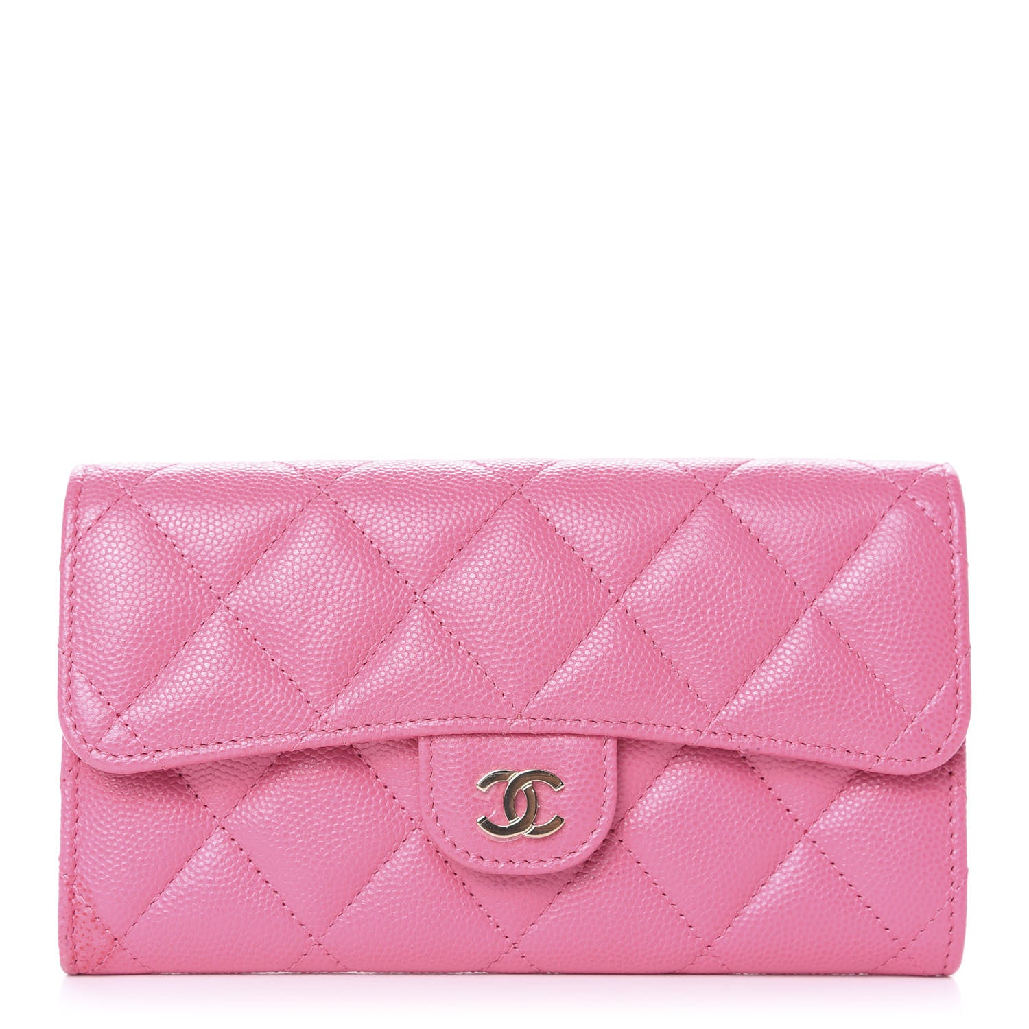 Chanel Caviar Quilted Large Flap Wallet Pink 1 of 10