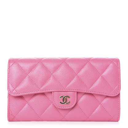 Chanel Caviar Quilted Large Flap Wallet Pink 1 of 10