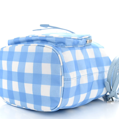 Prada Re-Nylon Saffiano Gingham Print Duet Bucket Crossbody Bag Light Blue 9 of 9