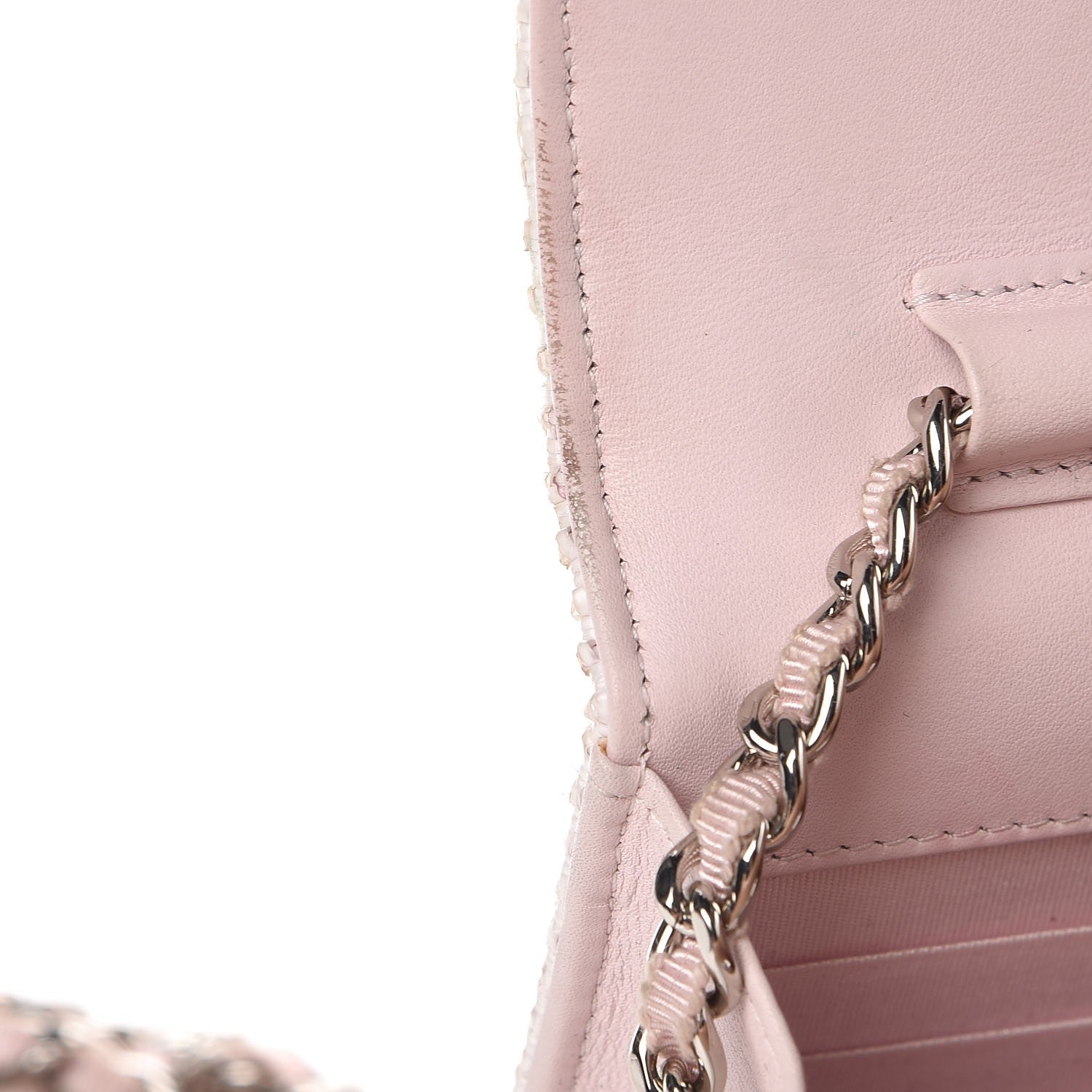 Chanel Woven Straw Deauville Wallet on Chain Pink 8 of 11