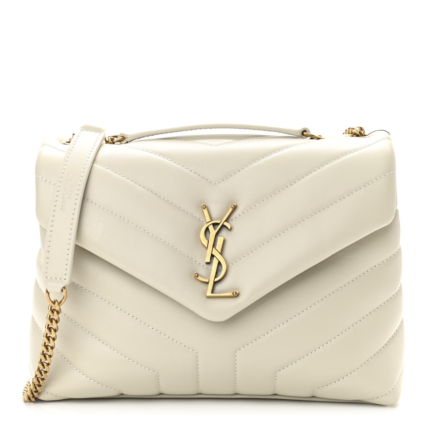 Calfskin Y Quilted Monogram Small Loulou Chain Satchel Crema Soft