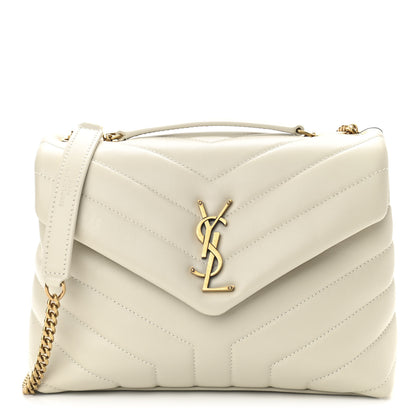 Saint Laurent Calfskin Y Quilted Monogram Small Loulou Chain Satchel Crema Soft 1 of 10