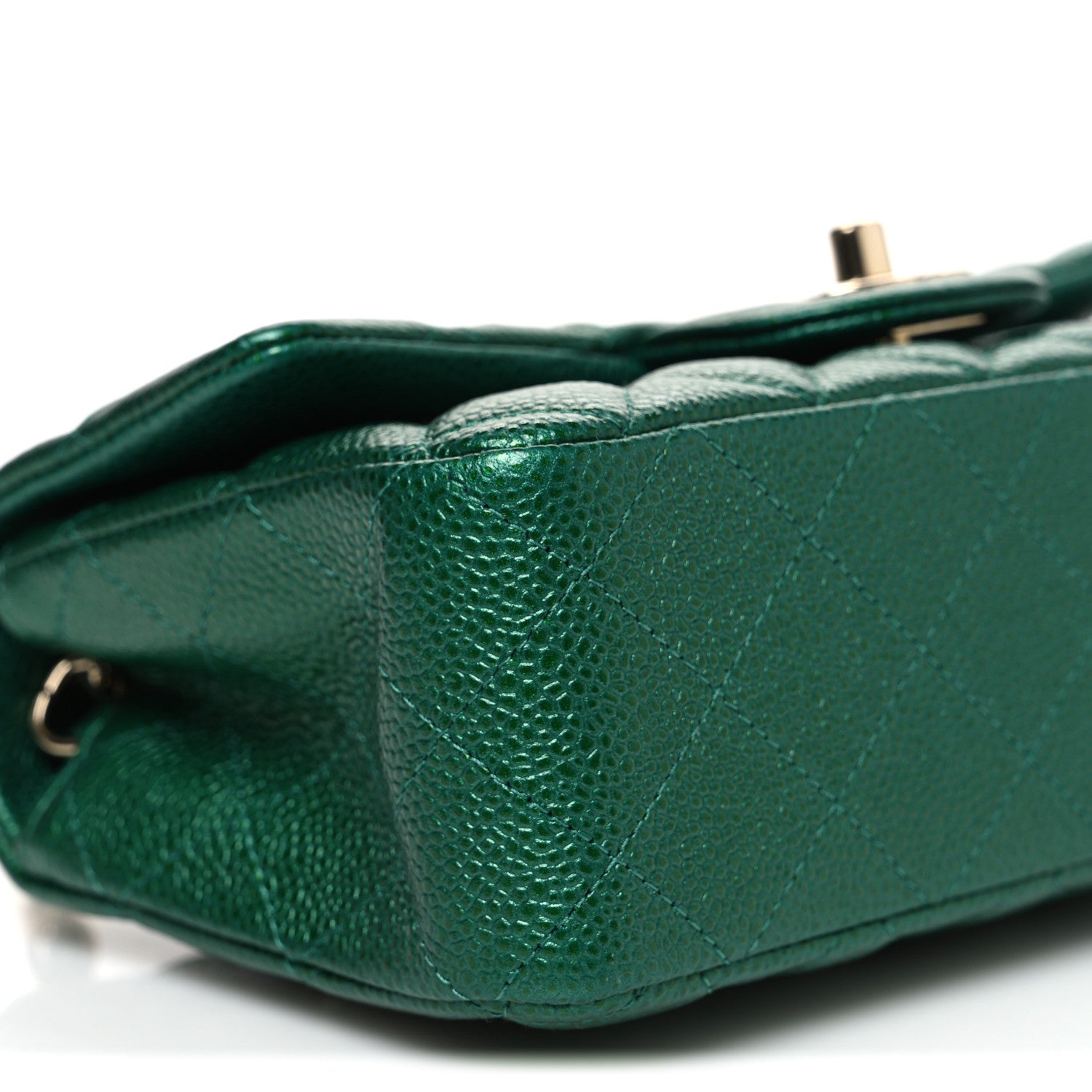 Chanel Metallic Caviar Quilted Mini Rectangular Flap Green 9 of 11