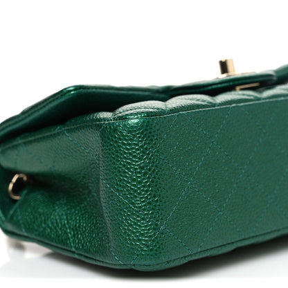 Chanel Metallic Caviar Quilted Mini Rectangular Flap Green 9 of 11