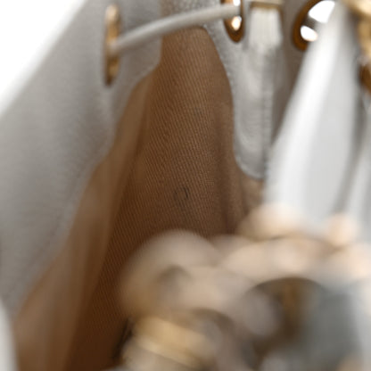 Chanel Grained Calfskin Stitched Small Drawstring Bag White 14 of 16