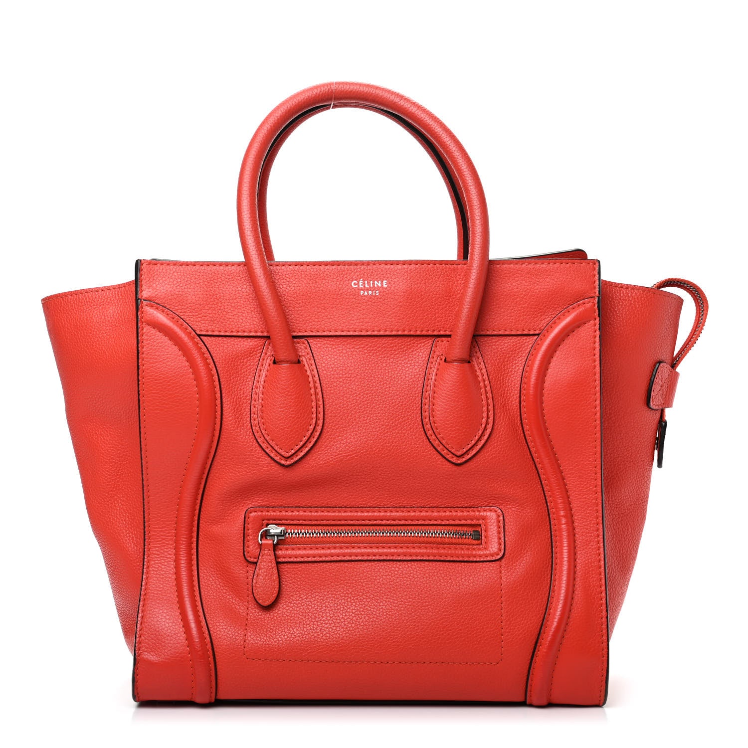 Celine Drummed Calfskin Mini Luggage Coquelicot 1 of 9